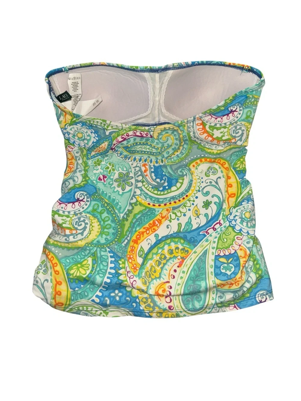 Ralph Lauren Multicolored Paisley Strapless Bikini Top Size 10 Swimwear Resort